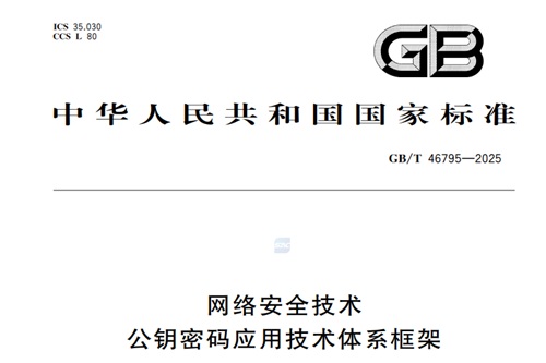 GB/T 46795-2025 網絡安全技術公鑰密碼應用技術體系框架